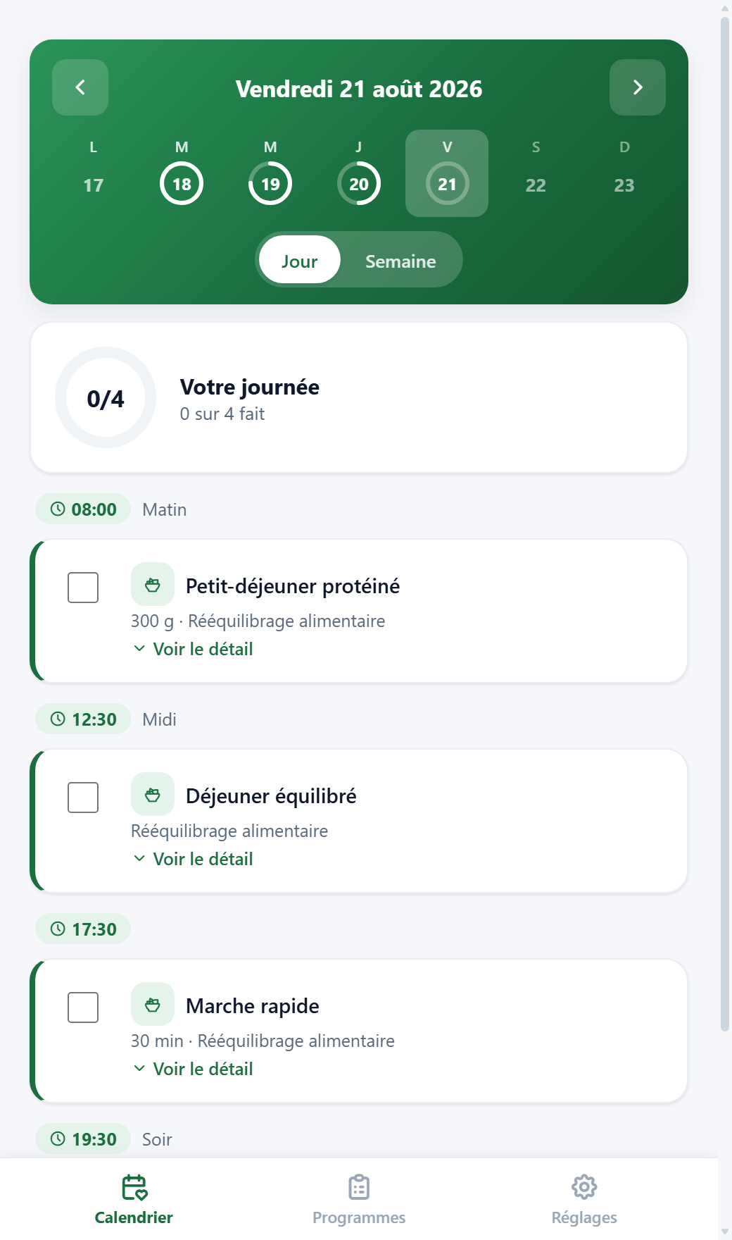 Le programme suivi à la lettre